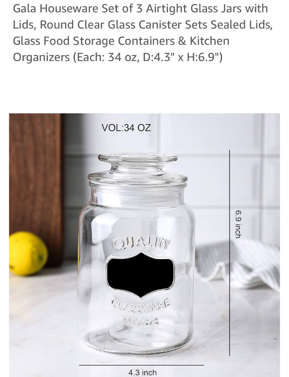 Set of 3 Glass Jars with Lids - photo 2