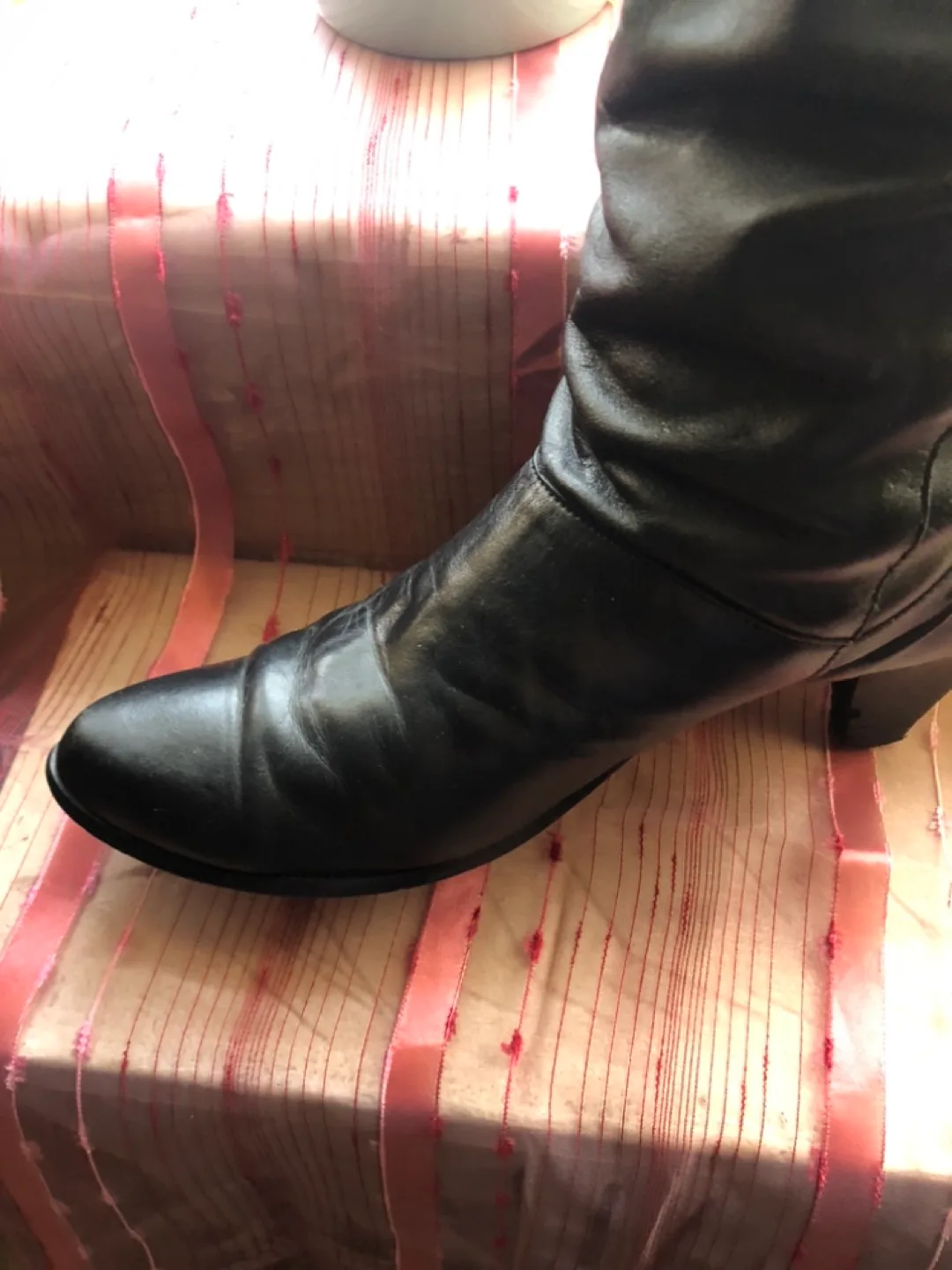 Vintage Black Leather Knee High Boots image indicator(6)