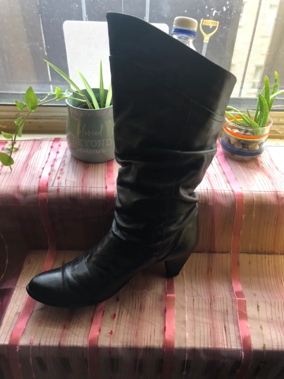 Vintage Black Leather Knee High Boots image indicator(5)