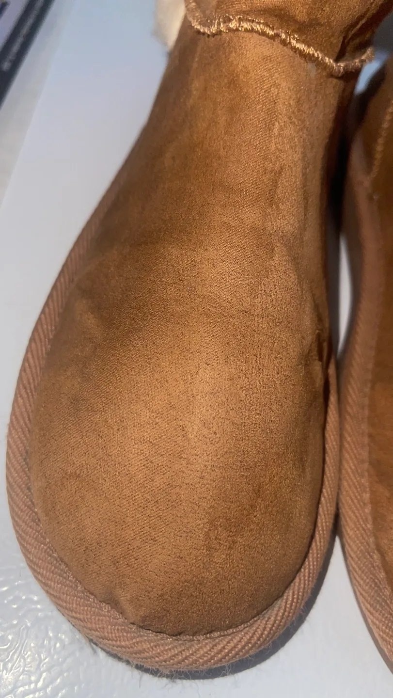 Brown Faux Suede Winter Boots with Pom-poms image indicator(3)