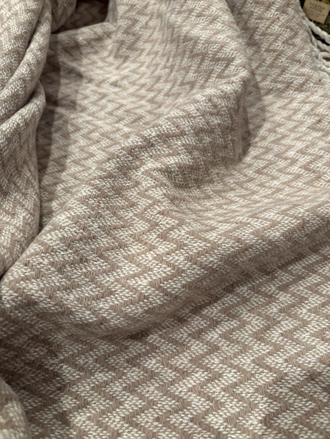 Tan and White Chevron Throw Blanket