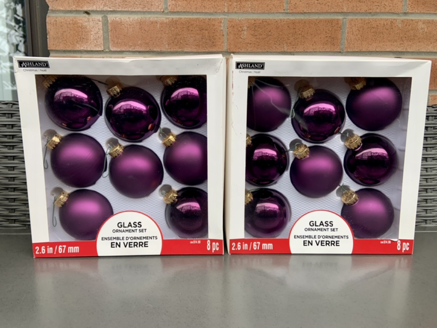 Ashland Christmas Glass Ornaments - Set of 8