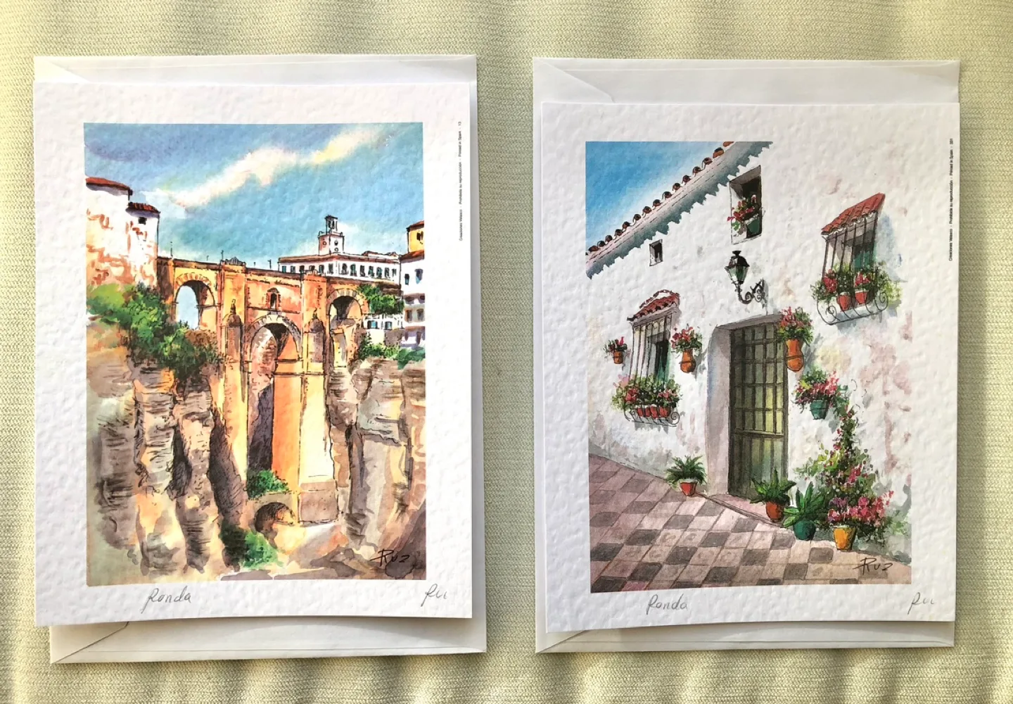 TWO COLOR LITHOGRAPHS OF RONDA SPAIN: THE OLD BRIDGE image indicator(2)
