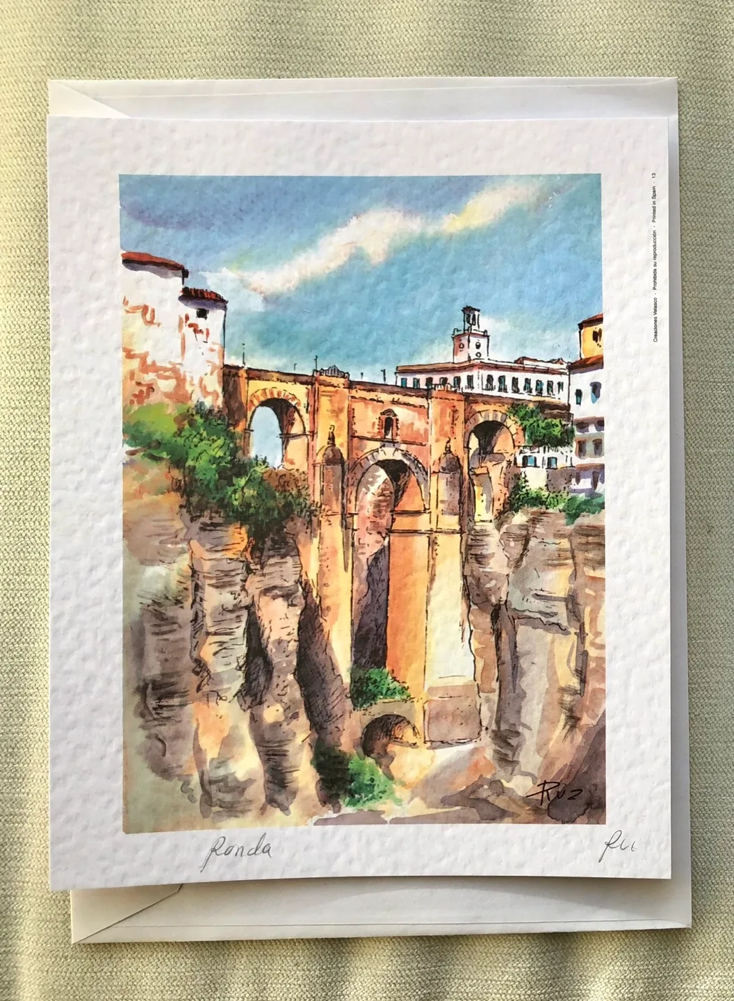 TWO COLOR LITHOGRAPHS OF RONDA SPAIN: THE OLD BRIDGE image indicator(3)