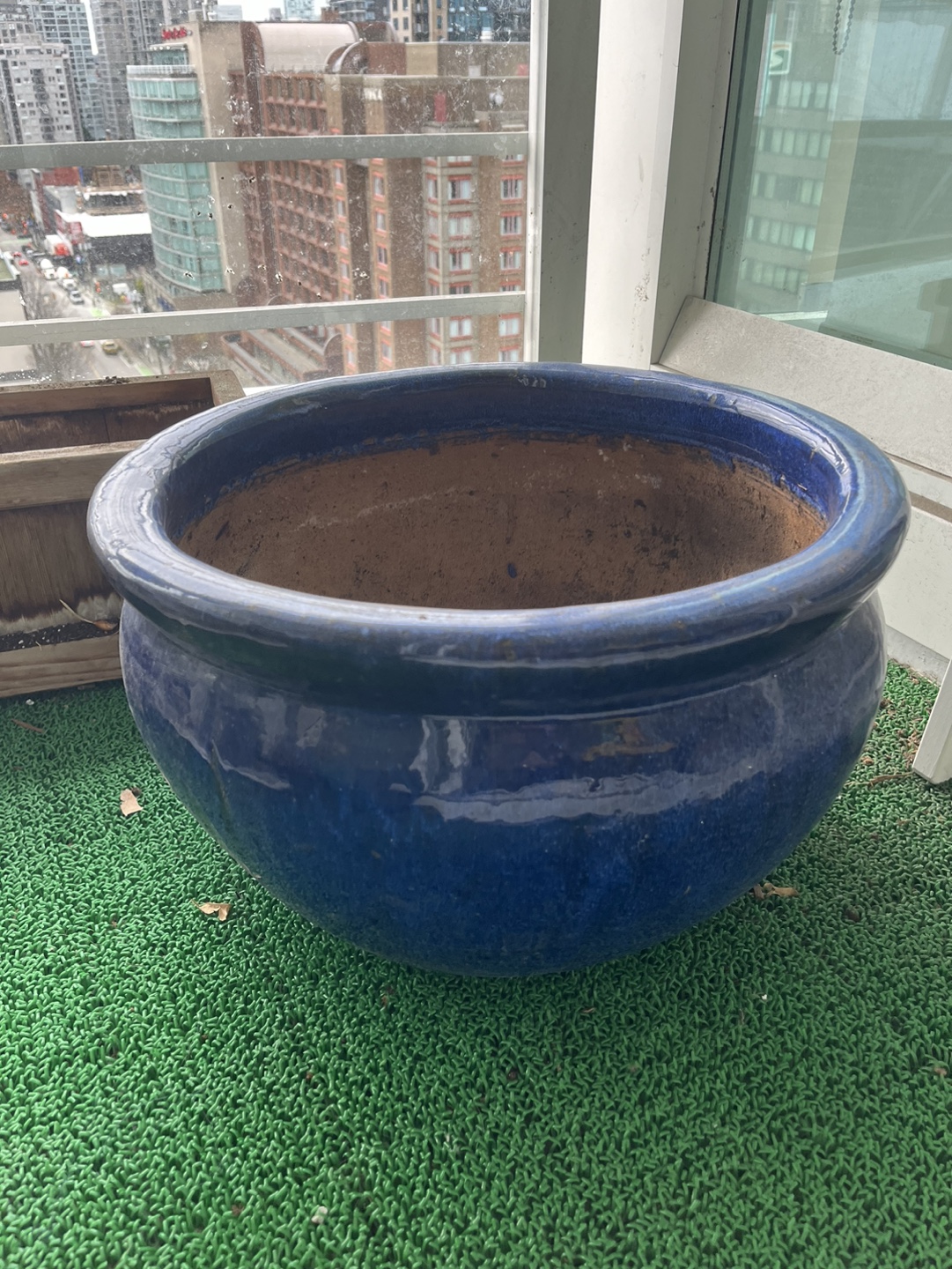 Large Blue Ceramic Planter