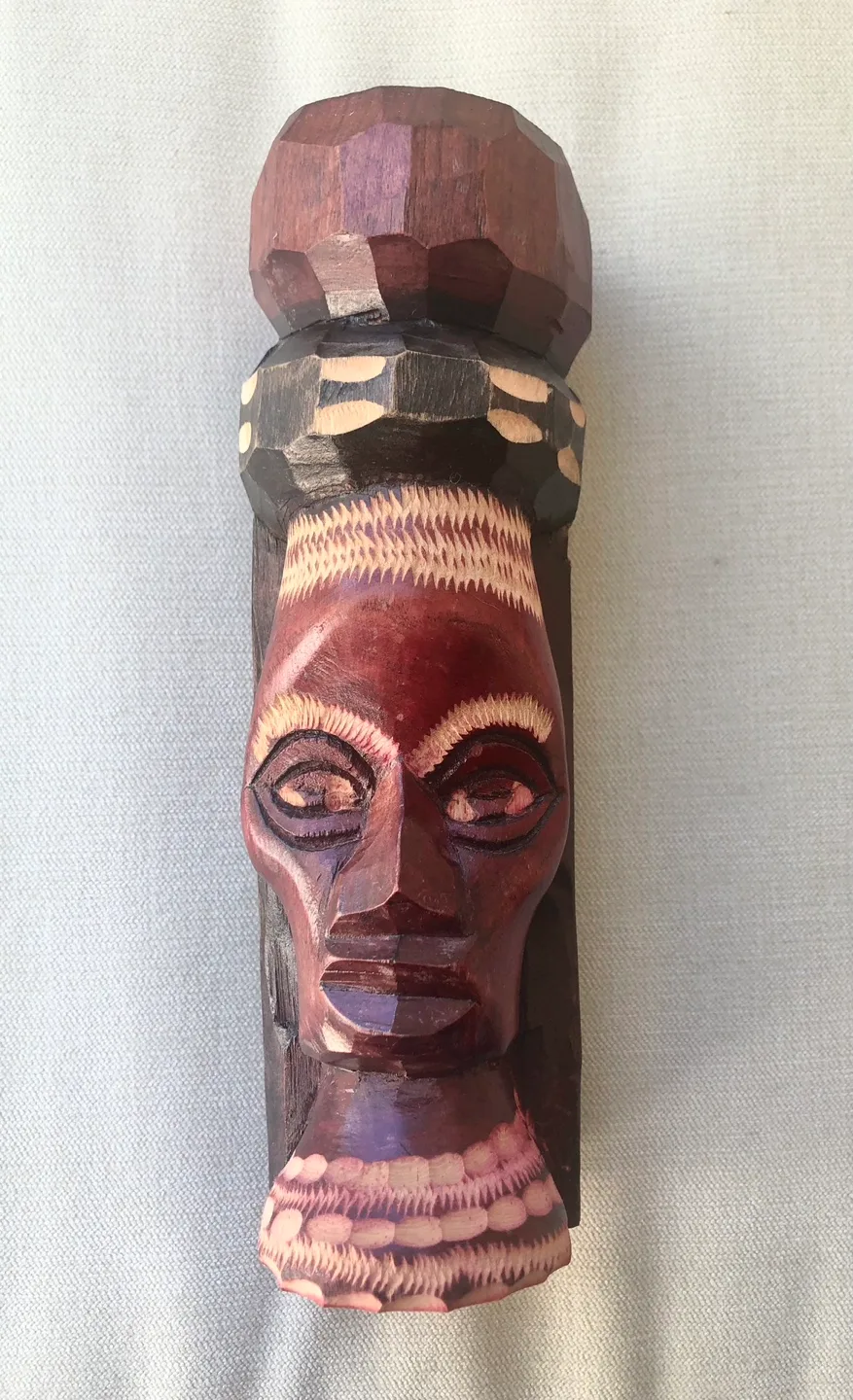 VINTAGE FOLK ART HAND CARVED JAMAICAN RASTAFARIAN HEAD image indicator(2)