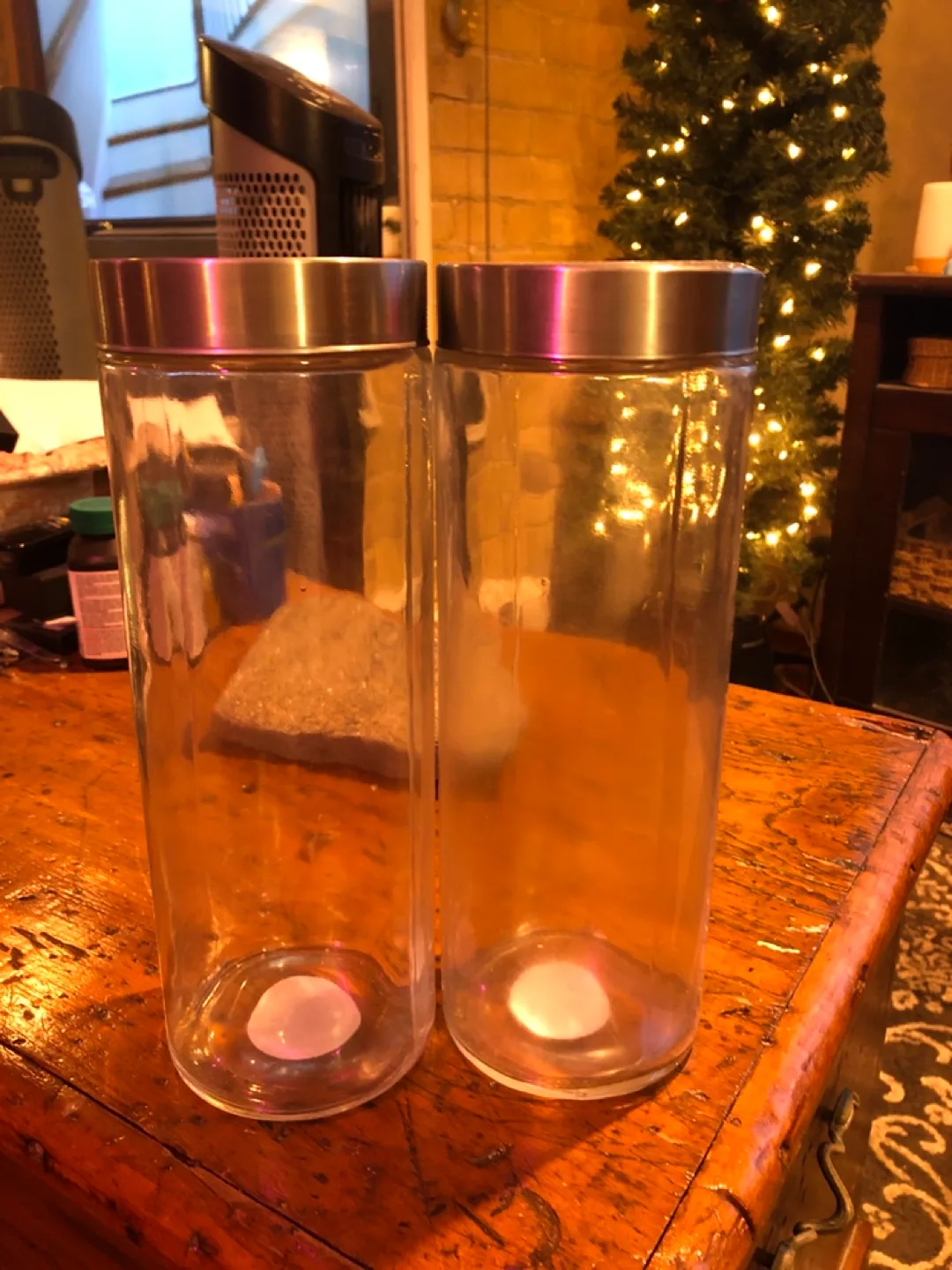 Set of 2 Glass Jars with Silver Lids thumbnail