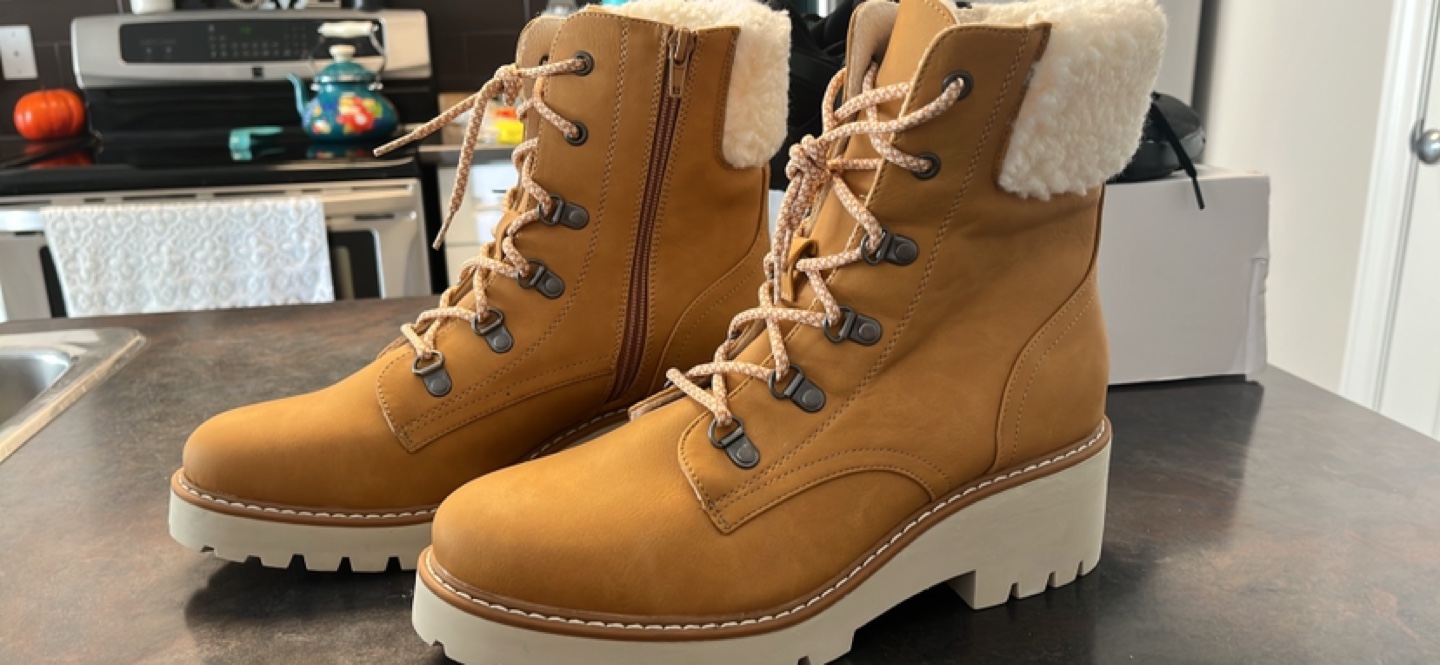 Tan Faux Leather Winter Boots