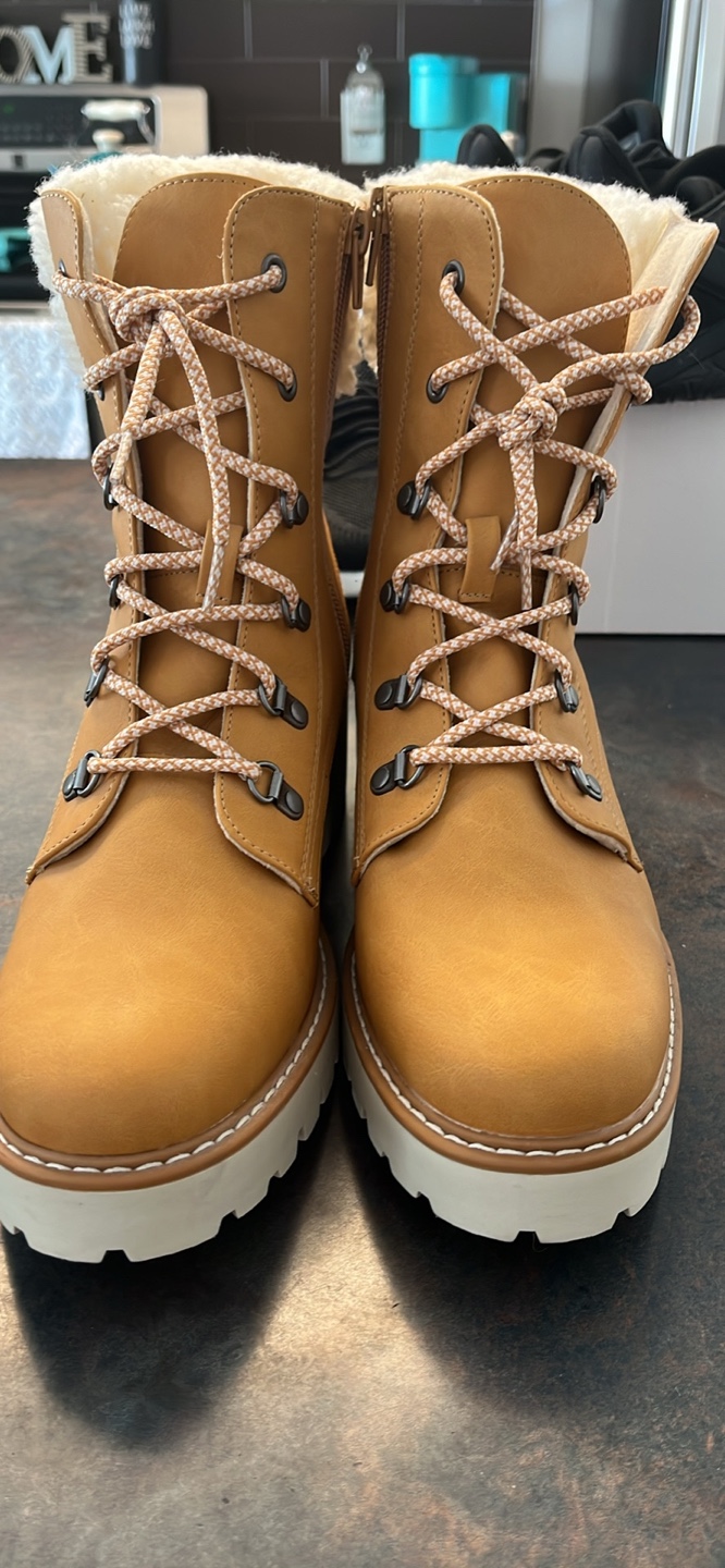 Tan Faux Leather Winter Boots - photo 2