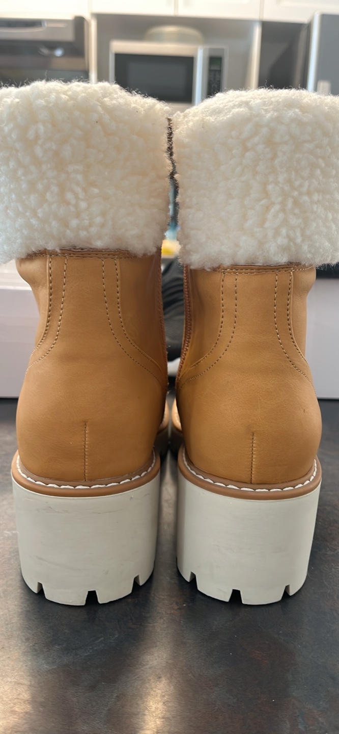 Tan Faux Leather Winter Boots - photo 5