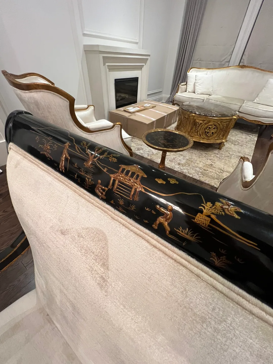 🚚moving sale 🚚Luxury black gold long dining table with 8 chairs image indicator(7)