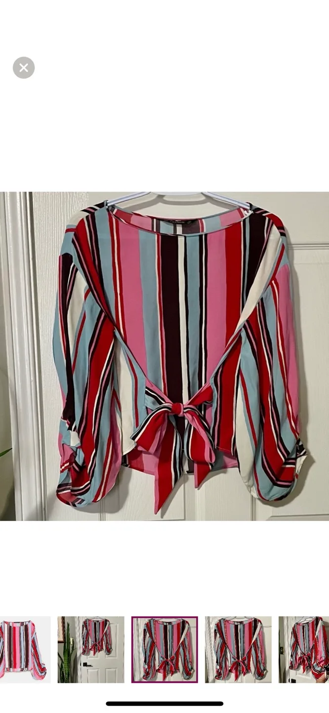 Zara Cold Sleeve Blouse with Tie in Belt image indicator(5)