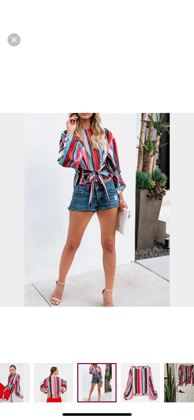 Zara Cold Sleeve Blouse with Tie in Belt image indicator(3)