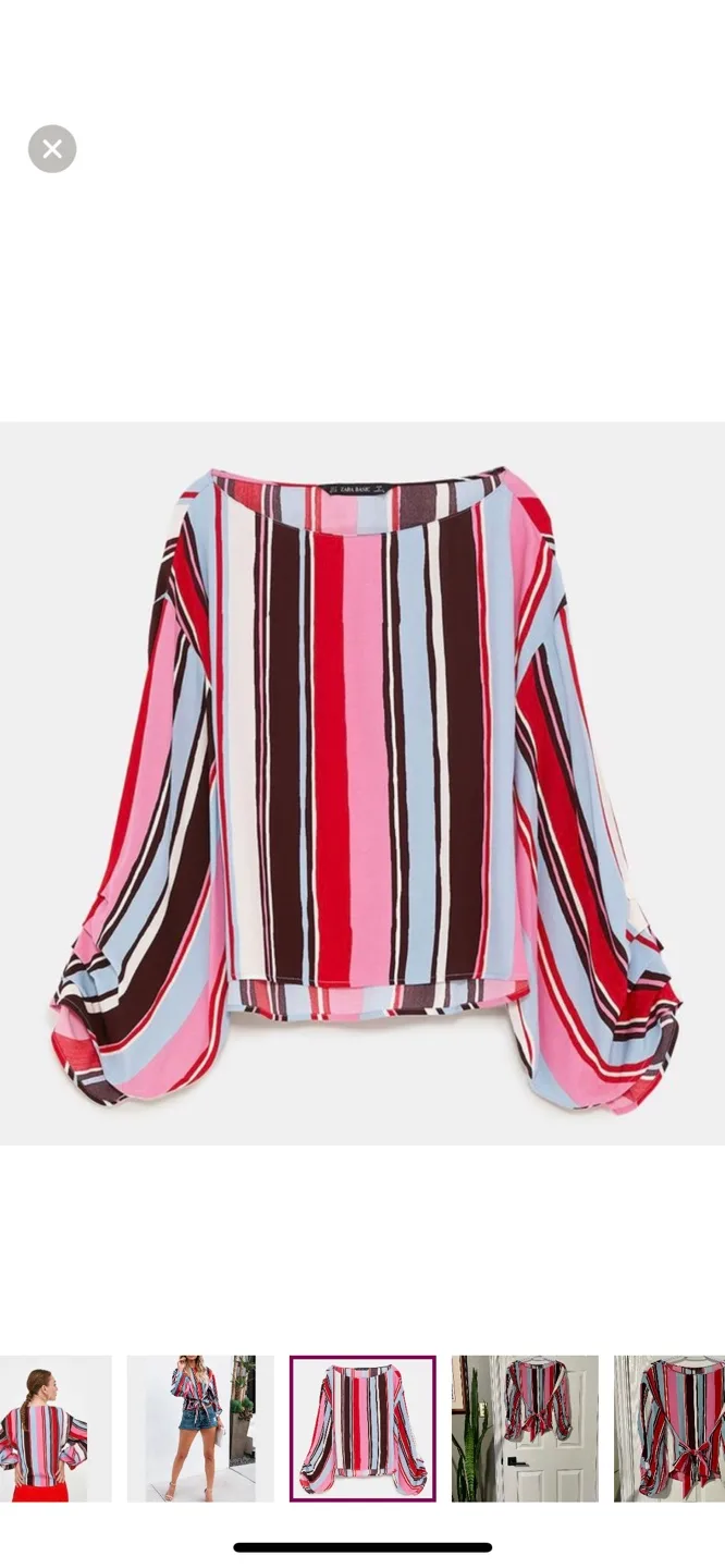 Zara Cold Sleeve Blouse with Tie in Belt image indicator(4)