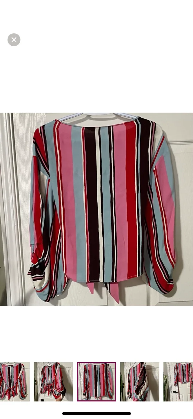 Zara Cold Sleeve Blouse with Tie in Belt image indicator(7)