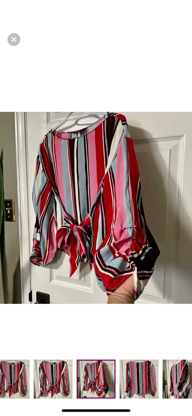 Zara Cold Sleeve Blouse with Tie in Belt image indicator(6)