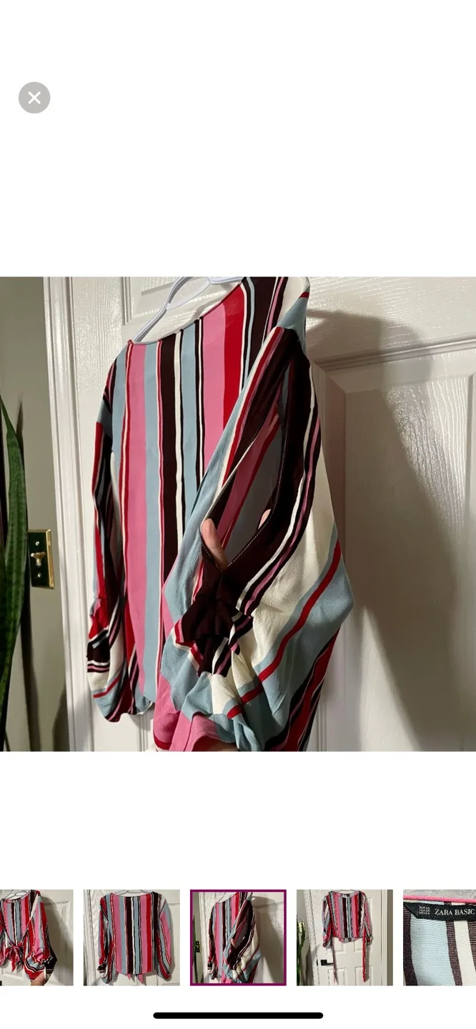 Zara Cold Sleeve Blouse with Tie in Belt image indicator(8)