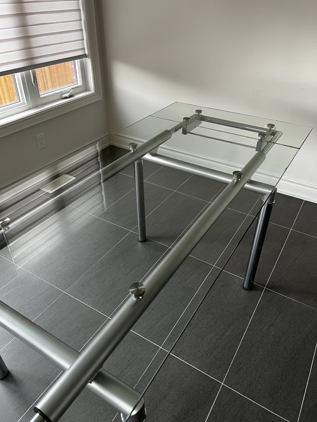 Glass Dining Table with Chrome Legs - photo 5