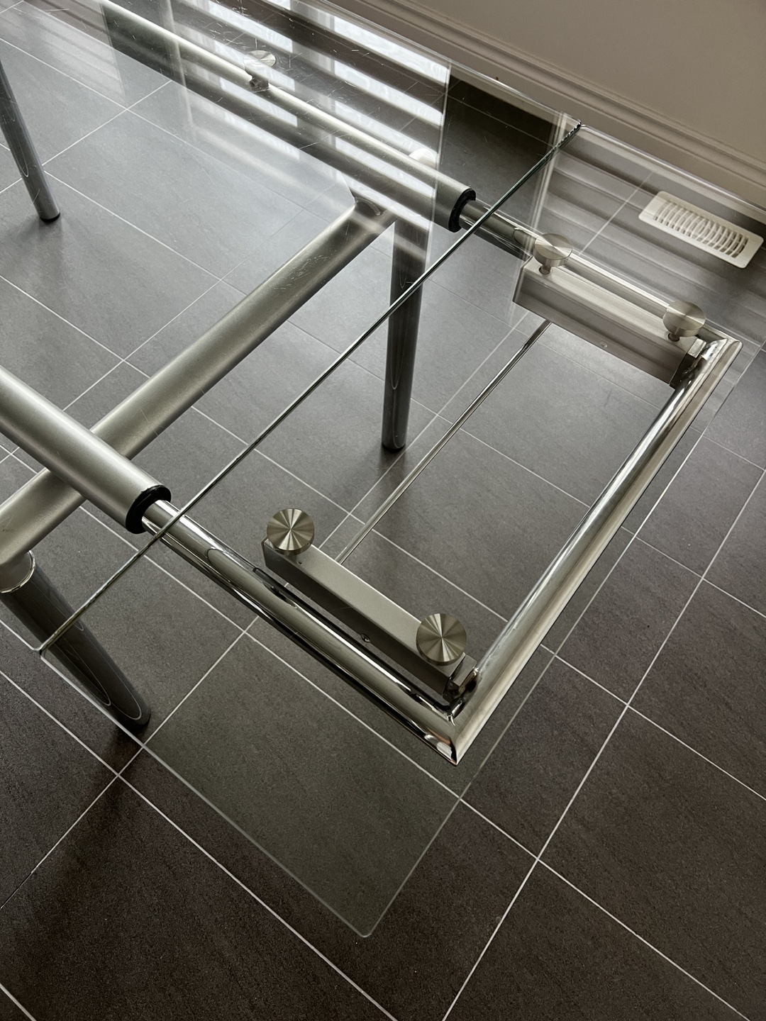 Glass Dining Table with Chrome Legs - photo 3