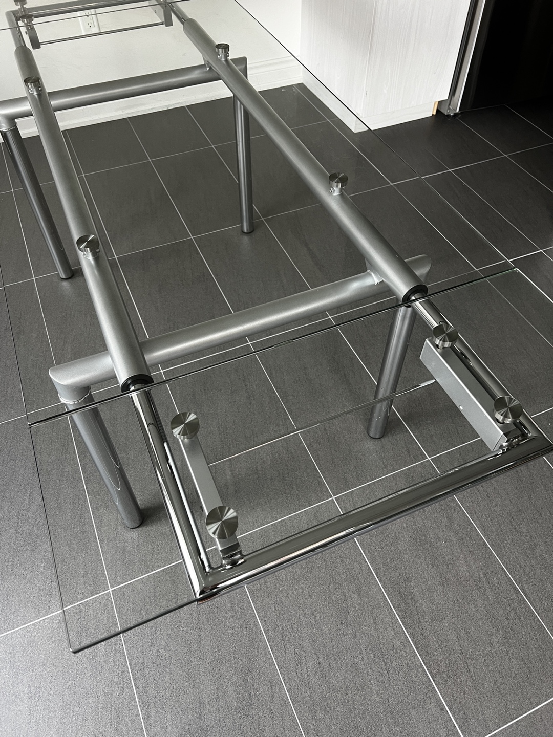 Glass Dining Table with Chrome Legs - photo 2