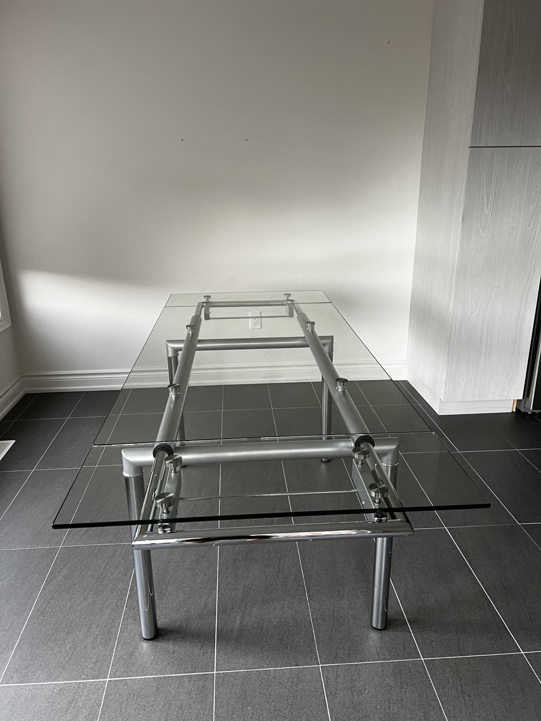 Glass Dining Table with Chrome Legs