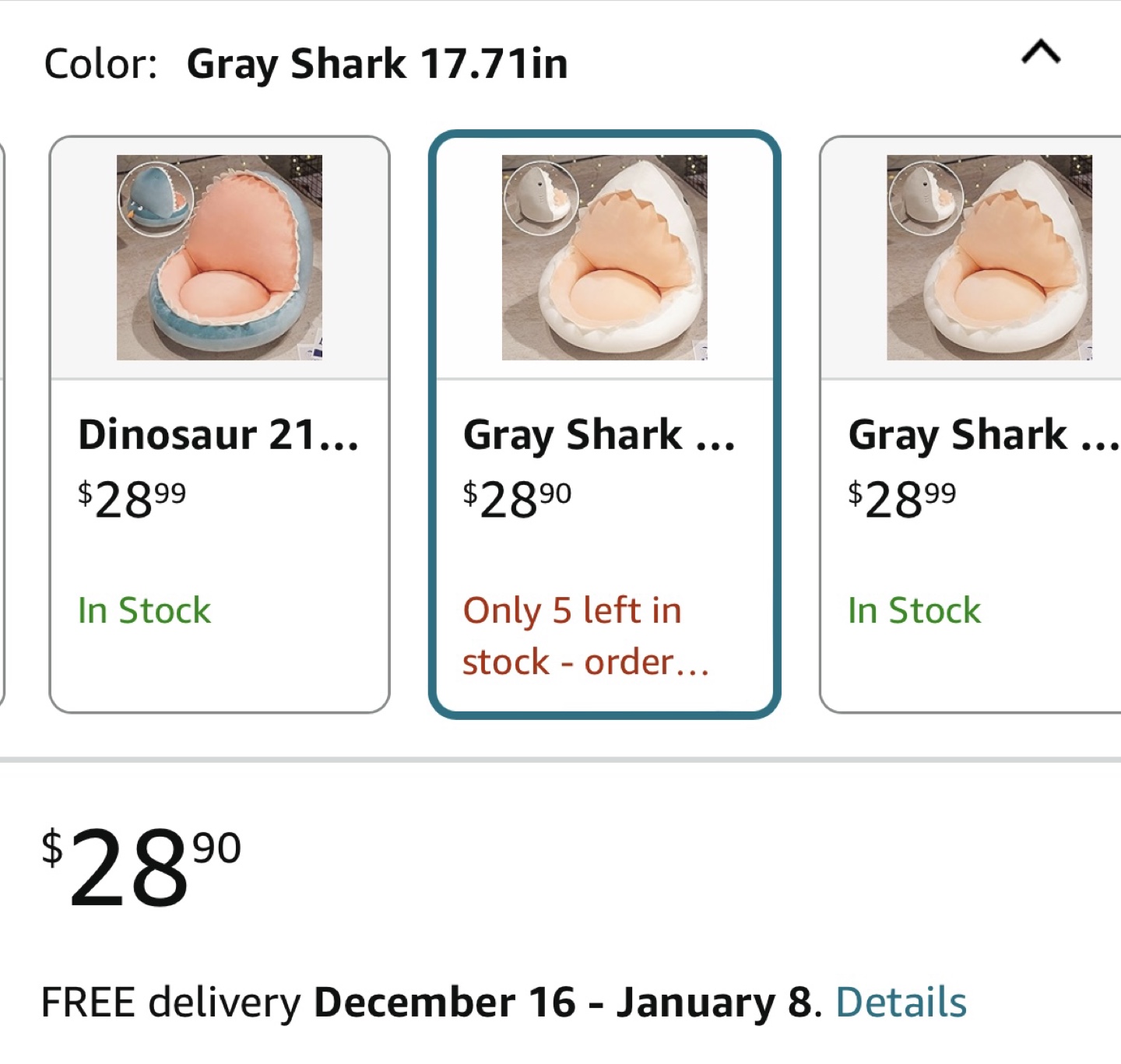 Gray Shark Plush Chair - photo 5