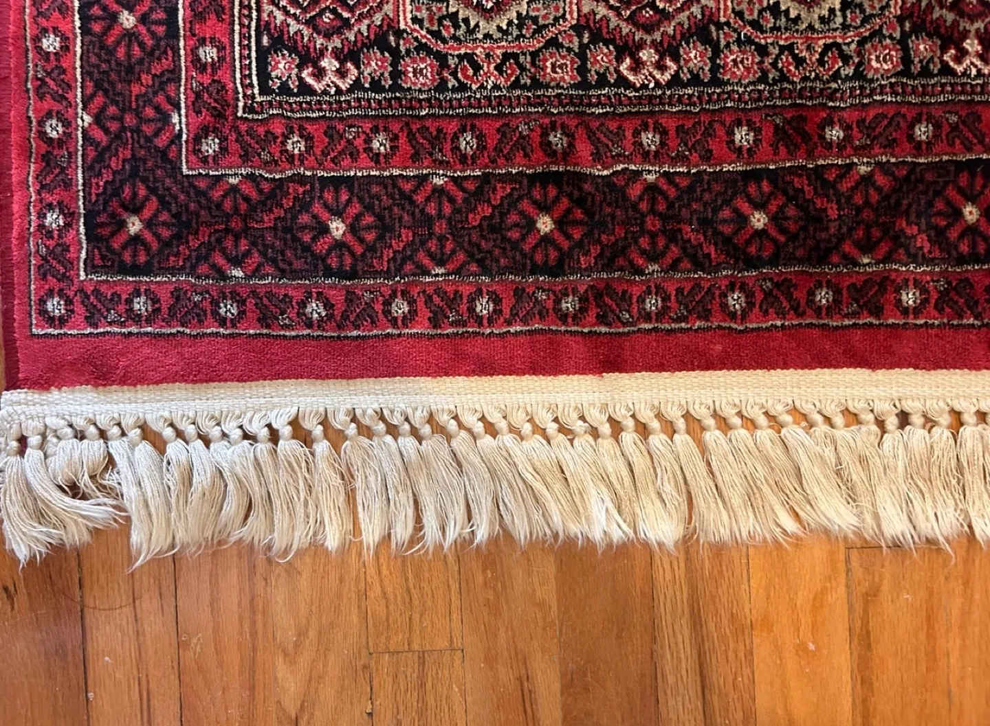 Red and Black Area Rug with Tassels image indicator(2)