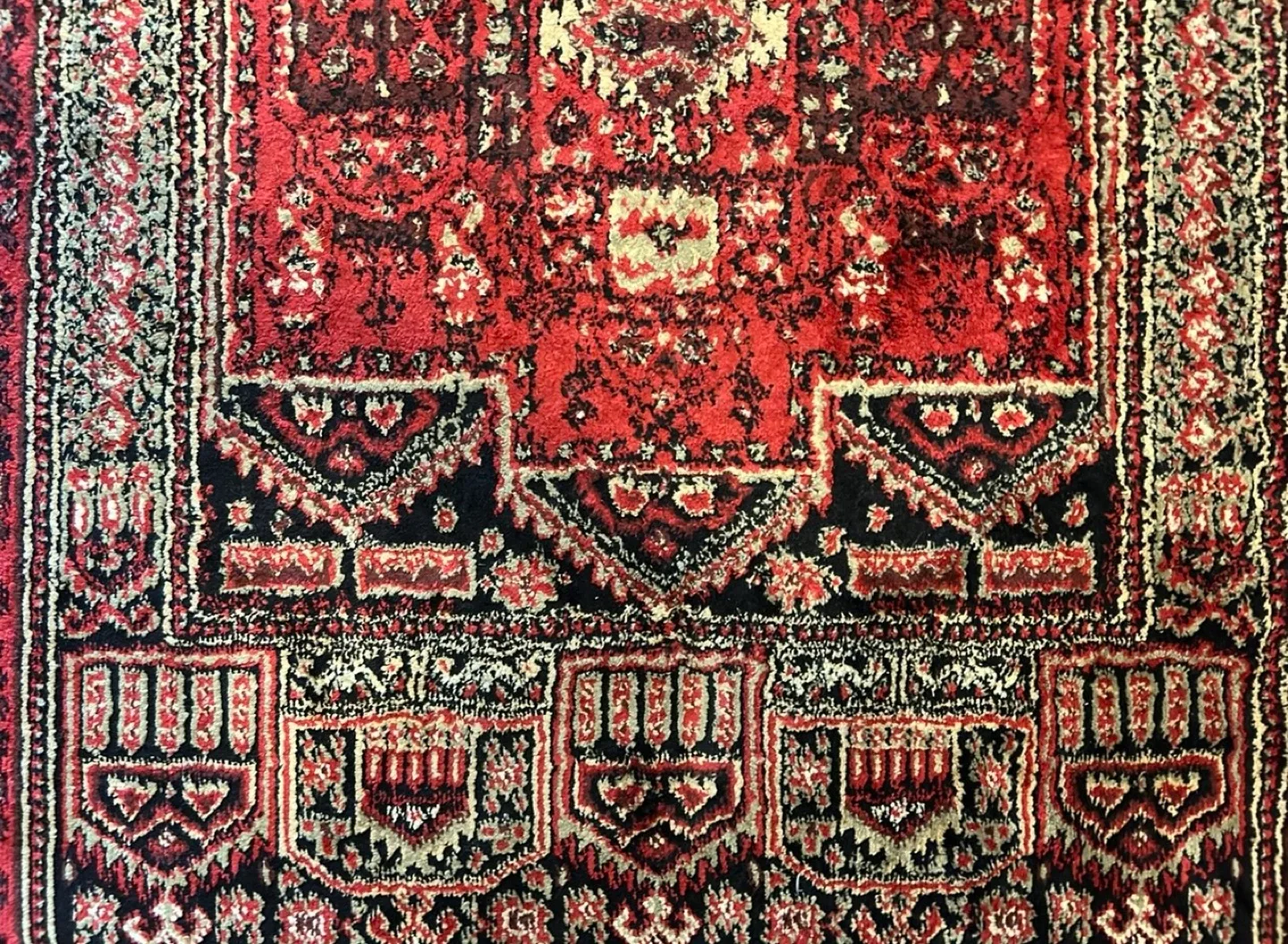 Red and Black Area Rug with Tassels image indicator(3)