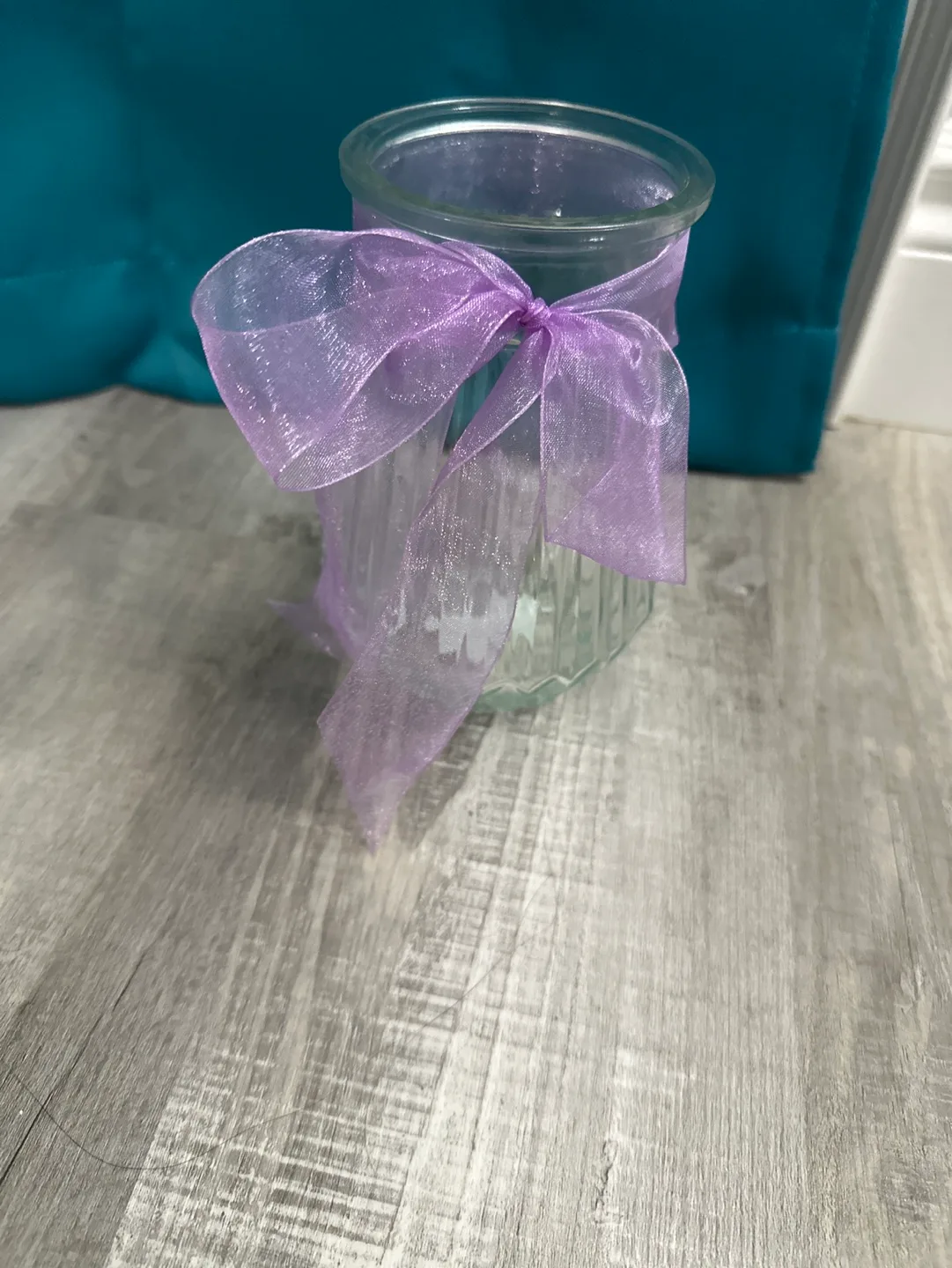 Glass Vase with Purple Ribbon #freecycle thumbnail