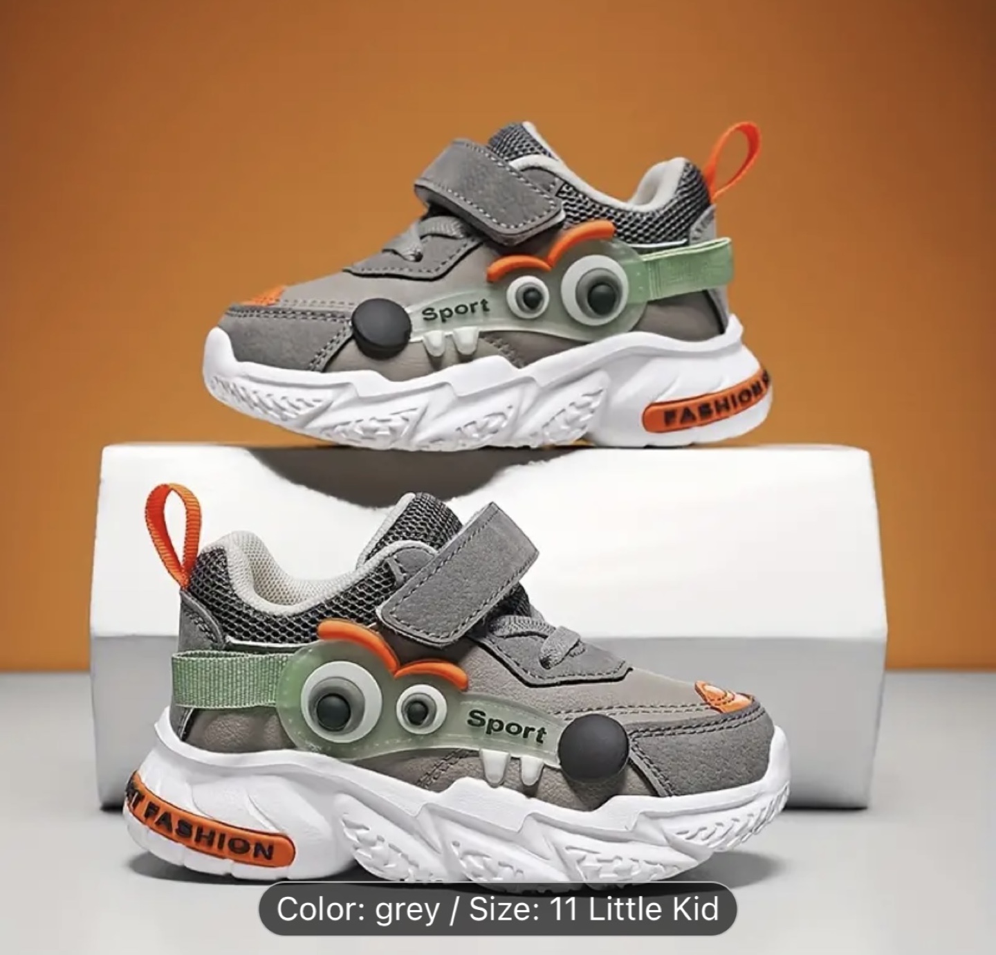 Kids' Grey Sneakers with Cartoon Design