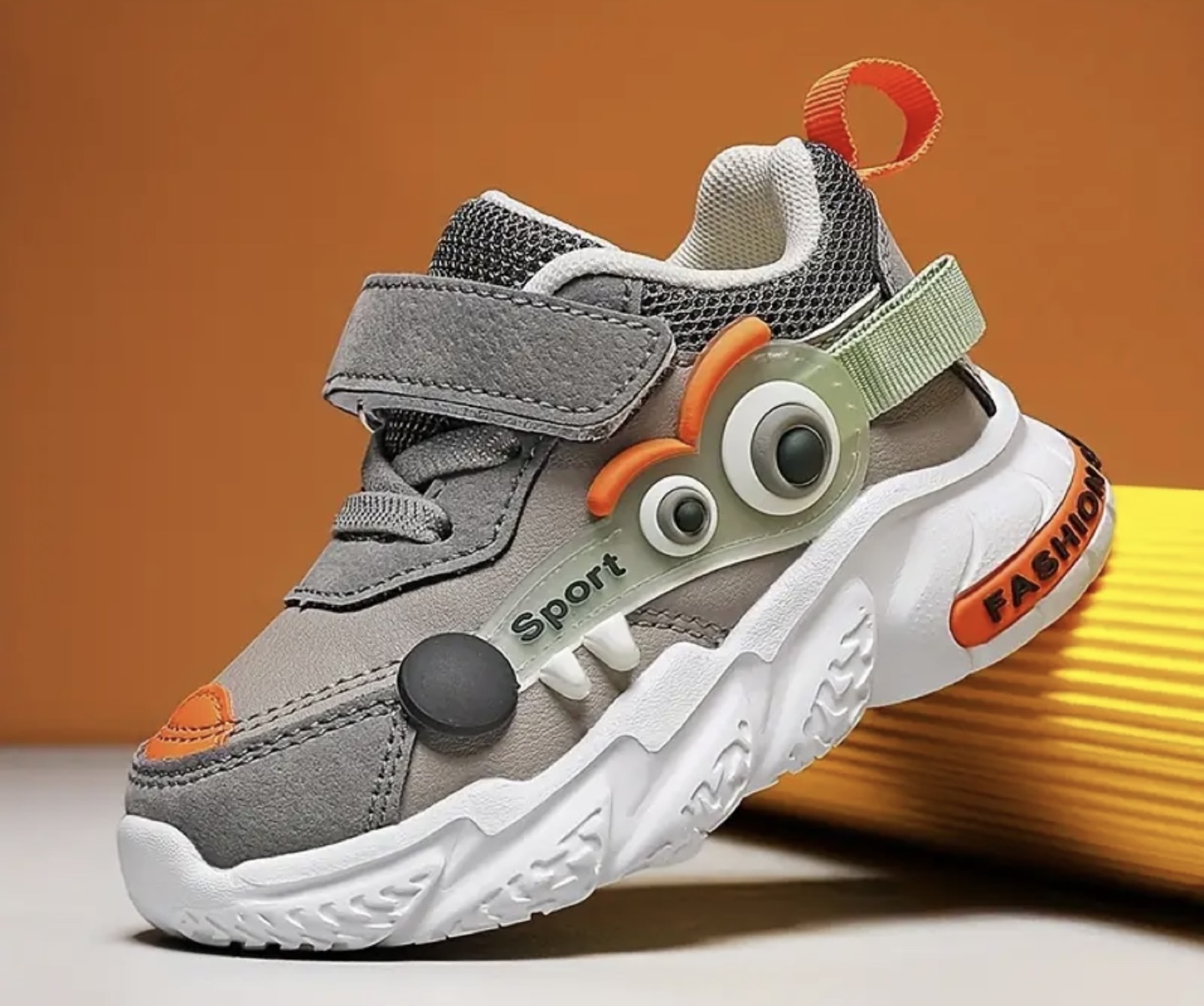 Kids' Grey Sneakers with Cartoon Design - photo 4