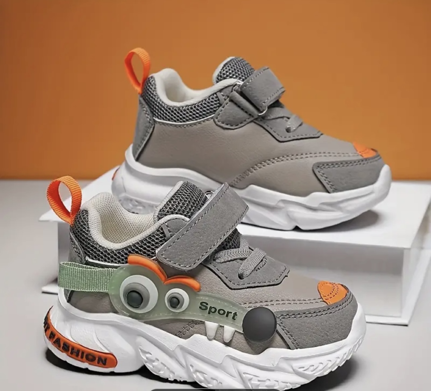 Kids' Grey Sneakers with Cartoon Design - photo 2