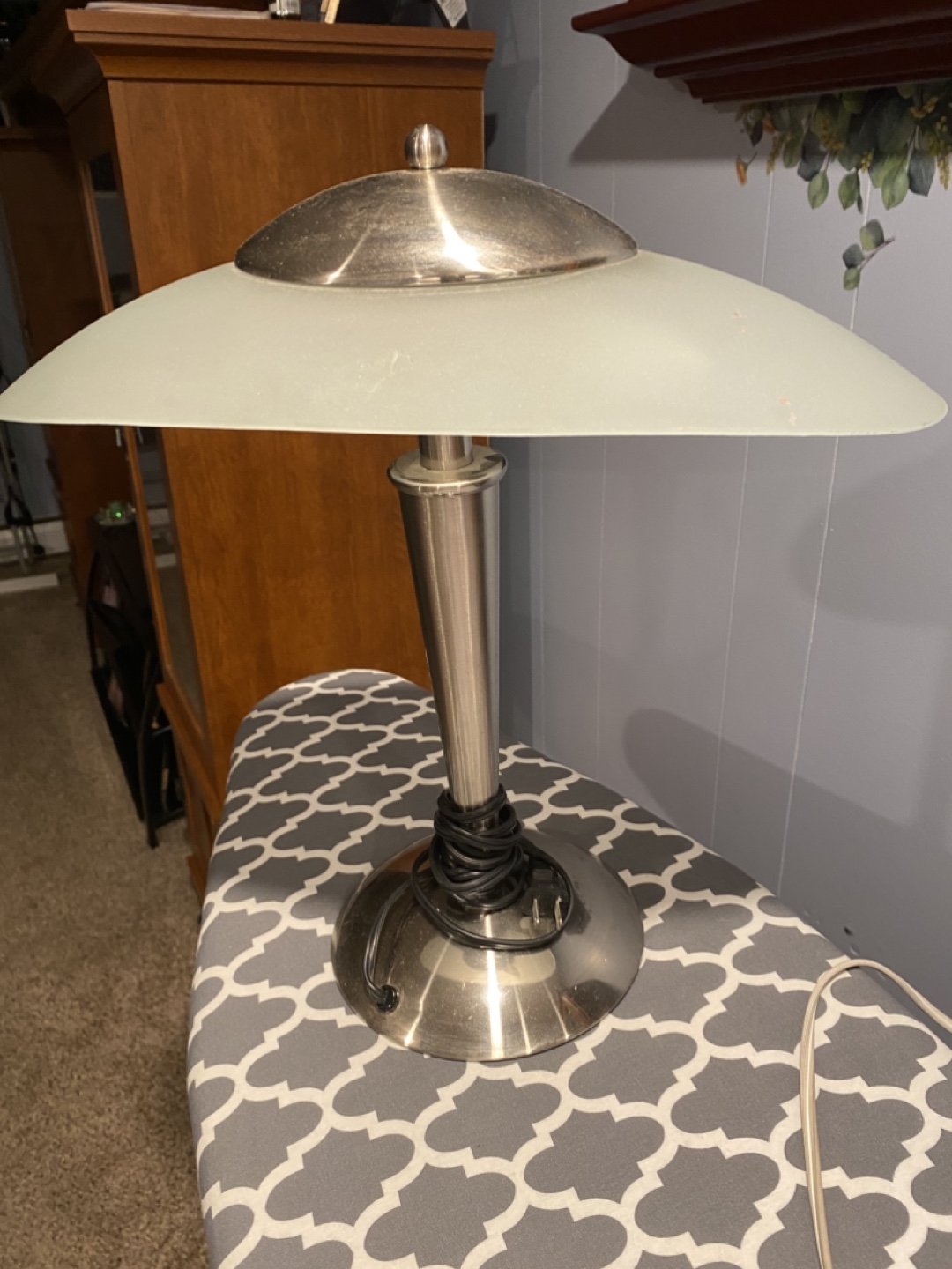 Silver Table Lamp with White Shade