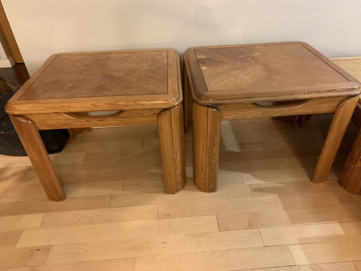 Set of Three Wood Coffee Tables and One Bench - photo 2