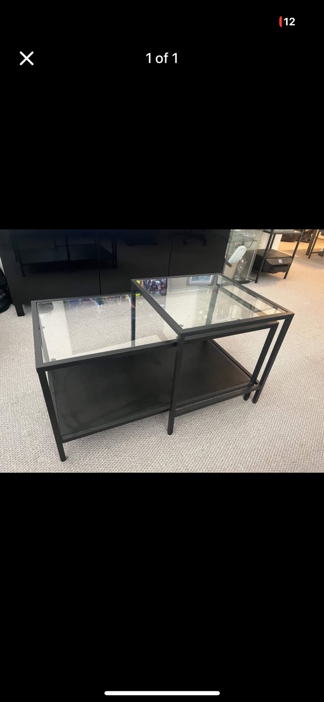 Black Glass Top Coffee Table Set
