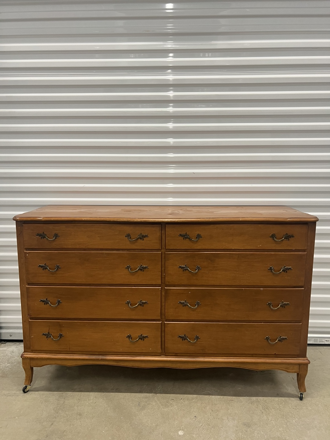 Vintage Wooden Dresser with 8 Drawers
