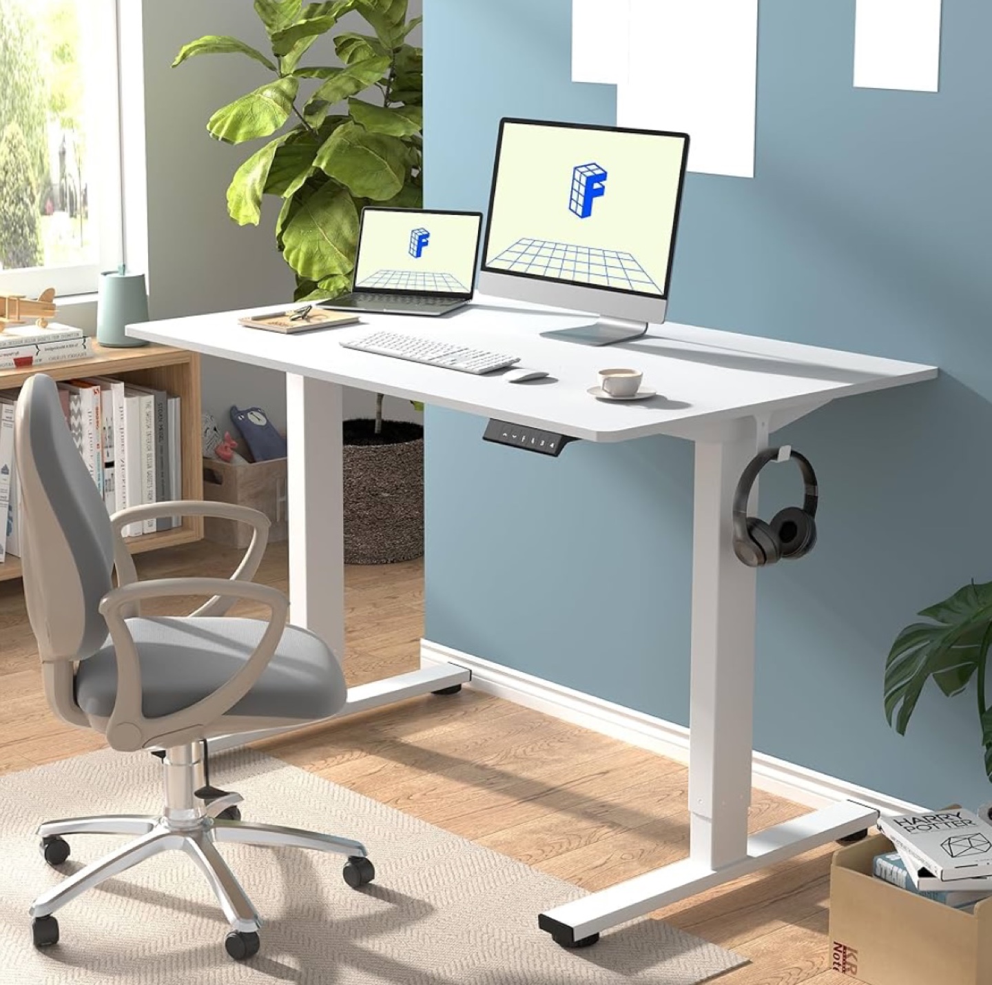 White Electric Adjustable Standing Desk - photo 5