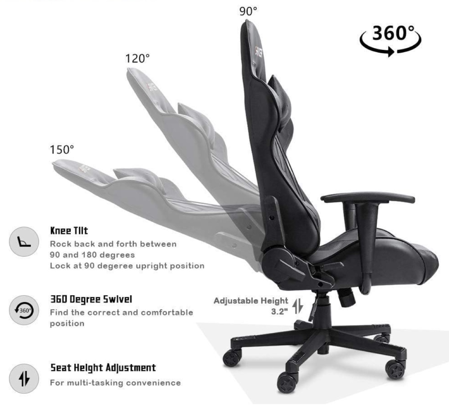 S-Racer Gaming Chair Black Leather - photo 5