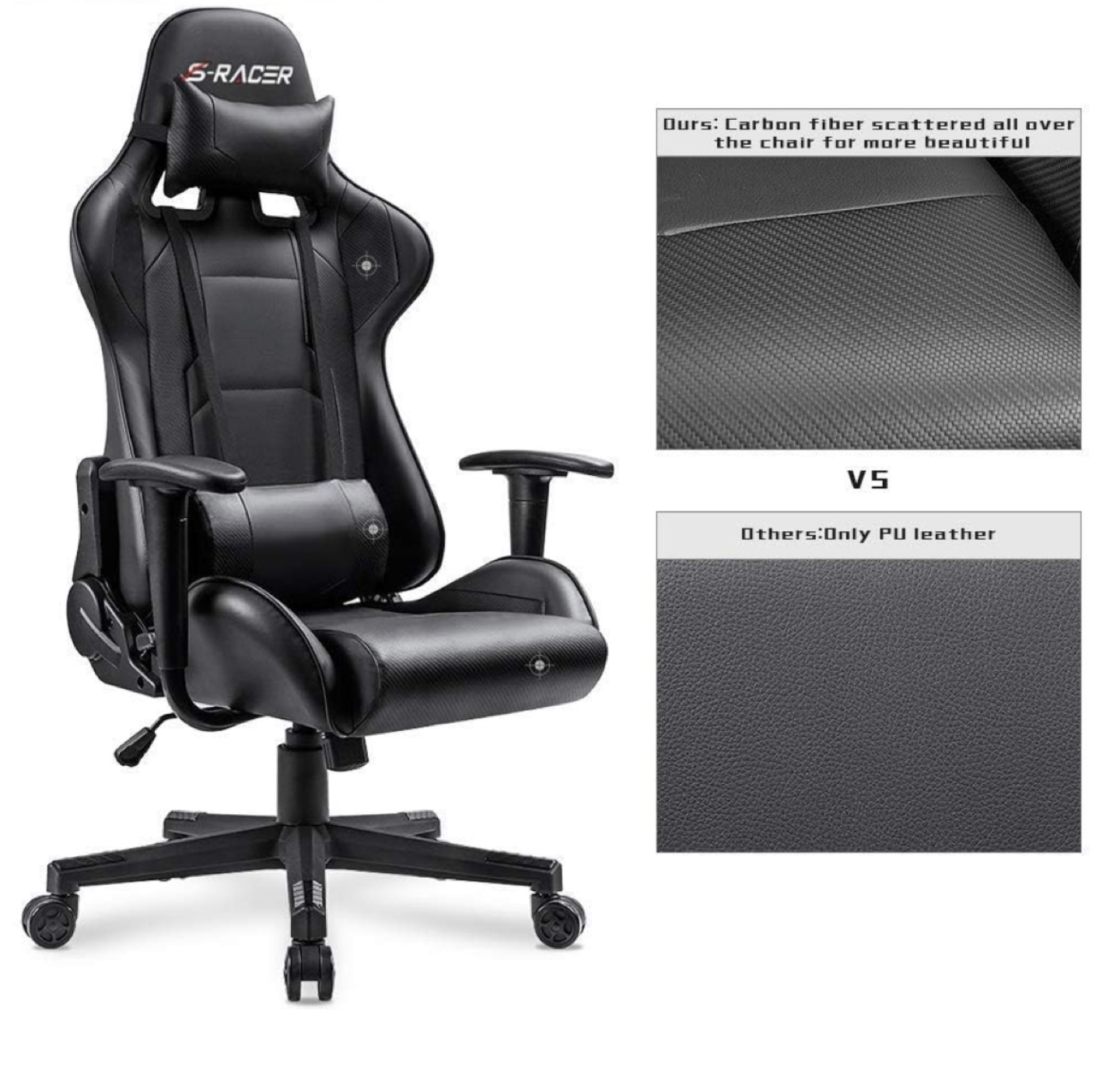 S-Racer Gaming Chair Black Leather - photo 4