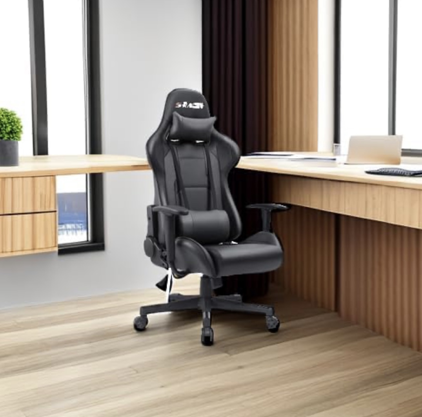 S-Racer Gaming Chair Black Leather - photo 2
