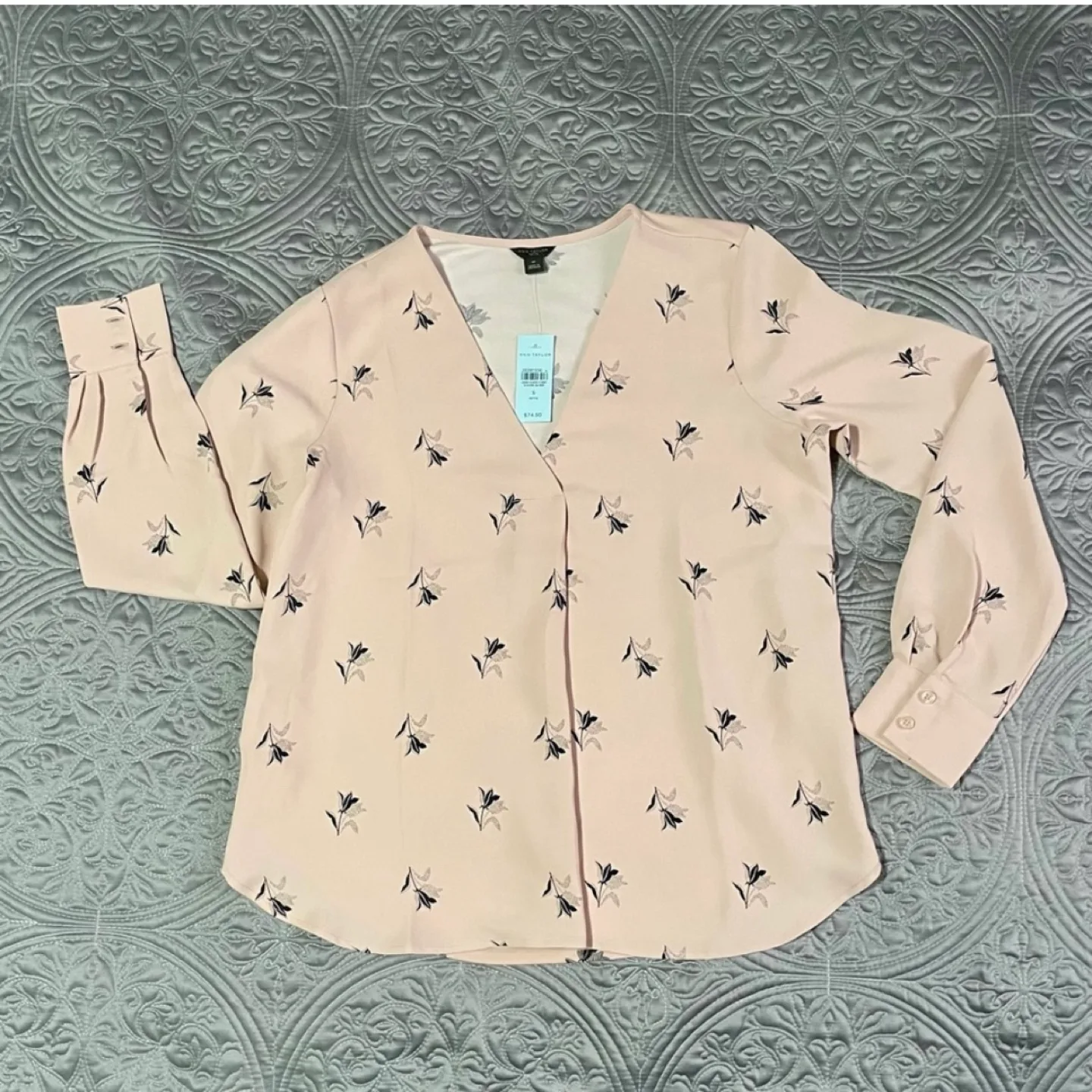 Ann Taylor Long Sleeve Floral Blouse image indicator(3)