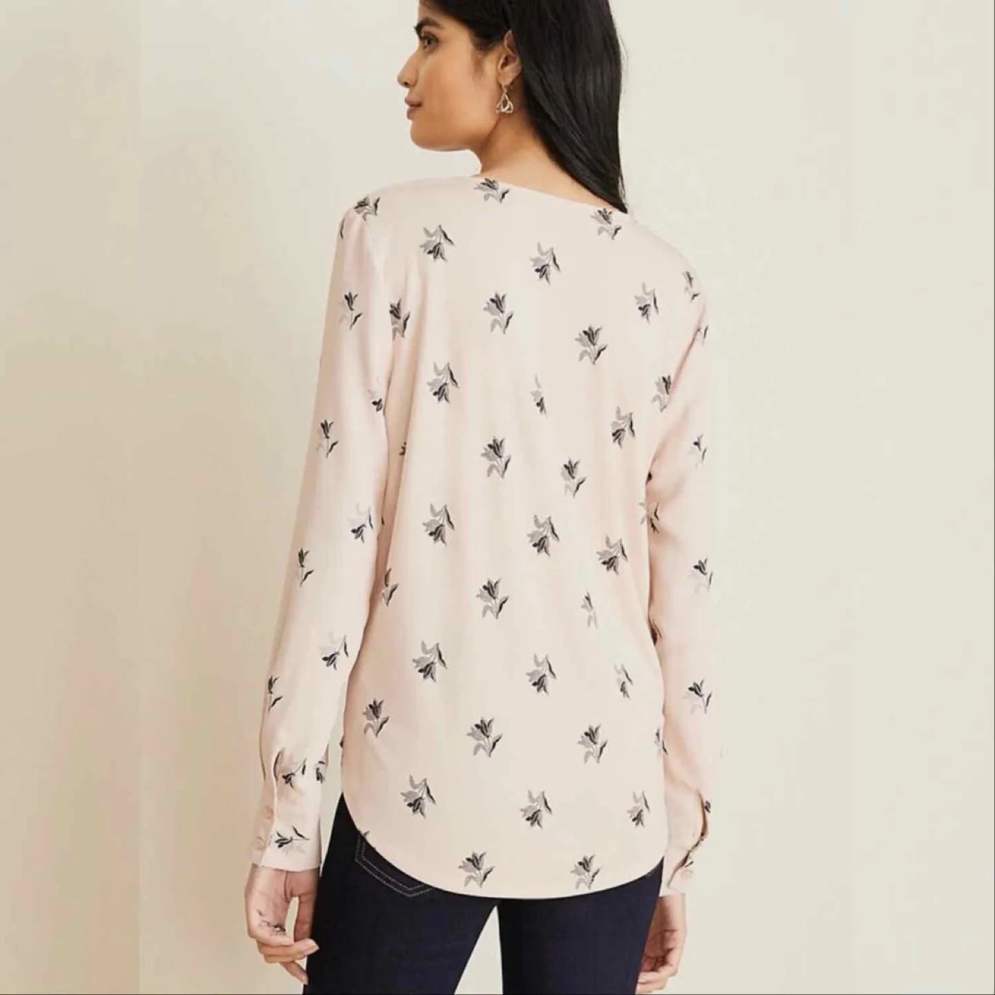 Ann Taylor Long Sleeve Floral Blouse image indicator(2)