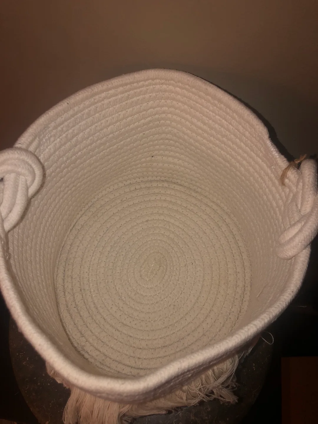 Blush Peony Woven Fringe Storage Basket image indicator(5)