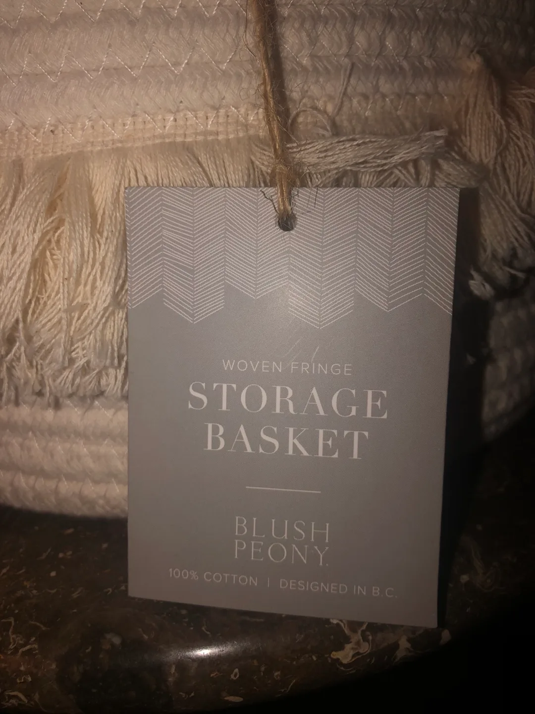 Blush Peony Woven Fringe Storage Basket image indicator(2)