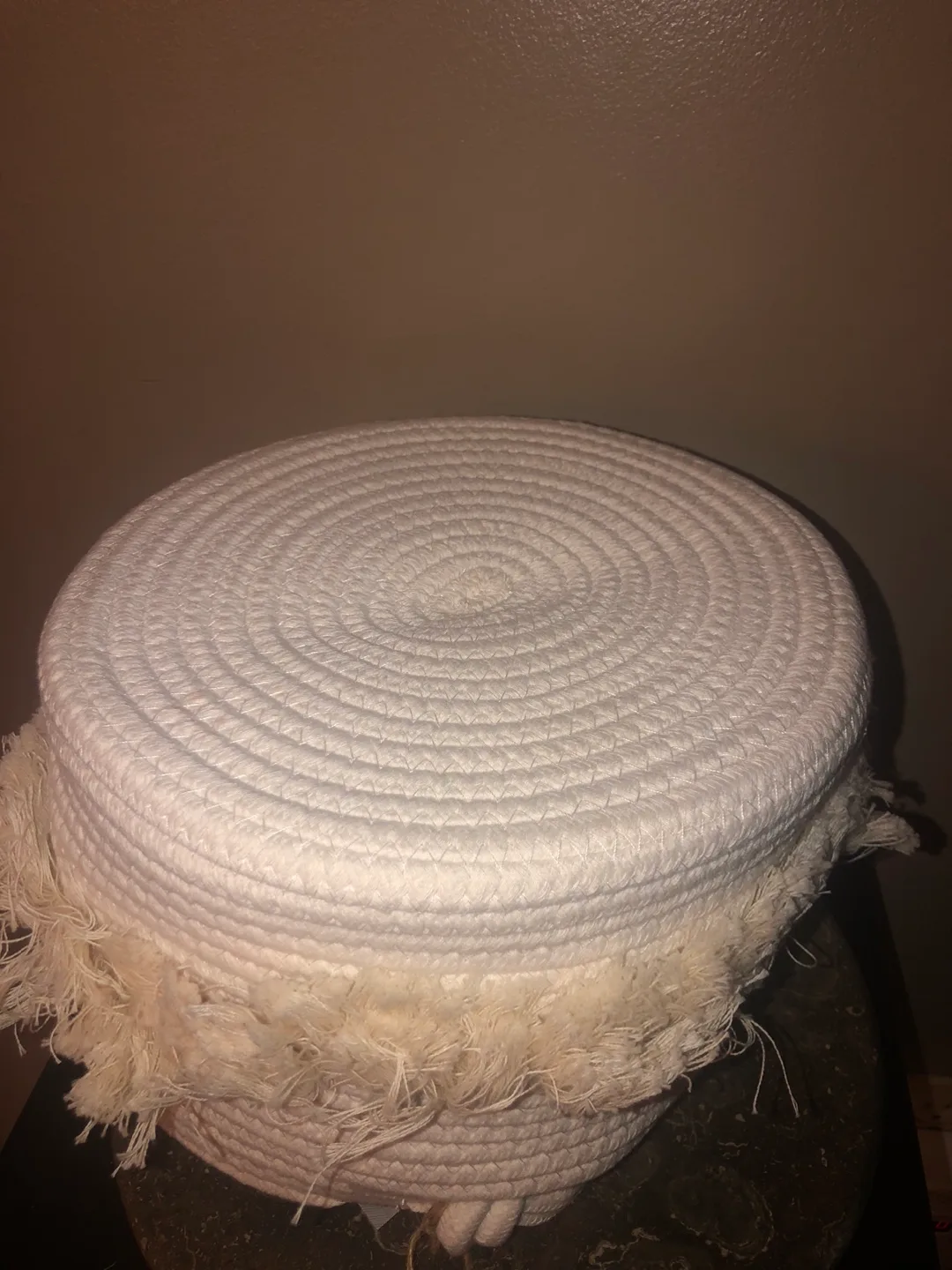 Blush Peony Woven Fringe Storage Basket image indicator(7)