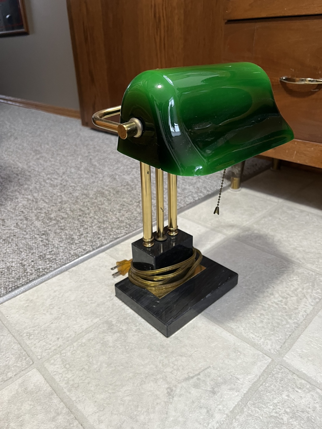 Green Glass Bankers Desk Lamp
