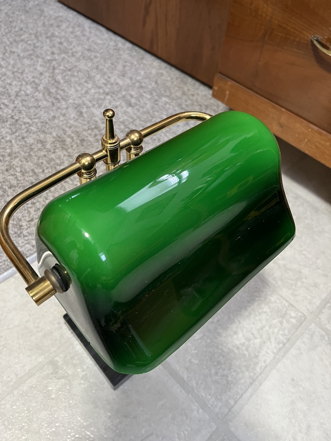 Green Glass Bankers Desk Lamp - photo 4