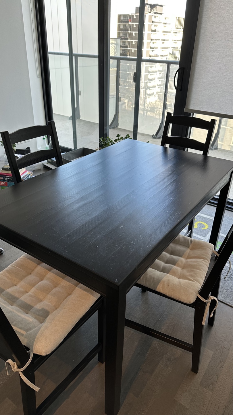 IKEA Black Table and 4 Chairs