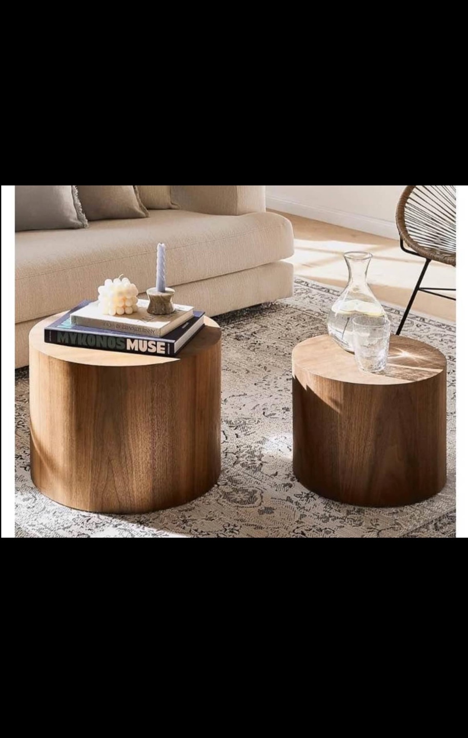 Set of 2 Round Wooden End Tables
