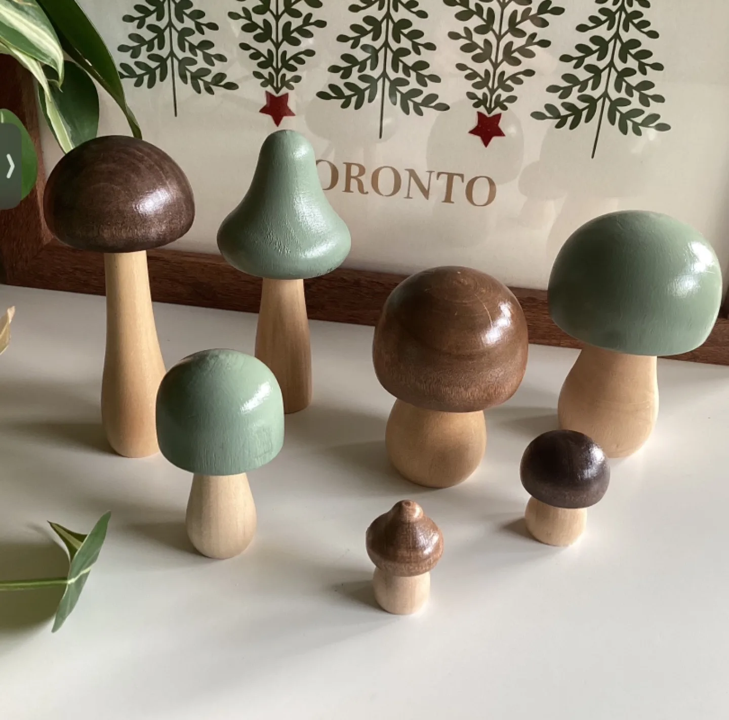 Set of 7 Wooden Mushroom Ornaments thumbnail